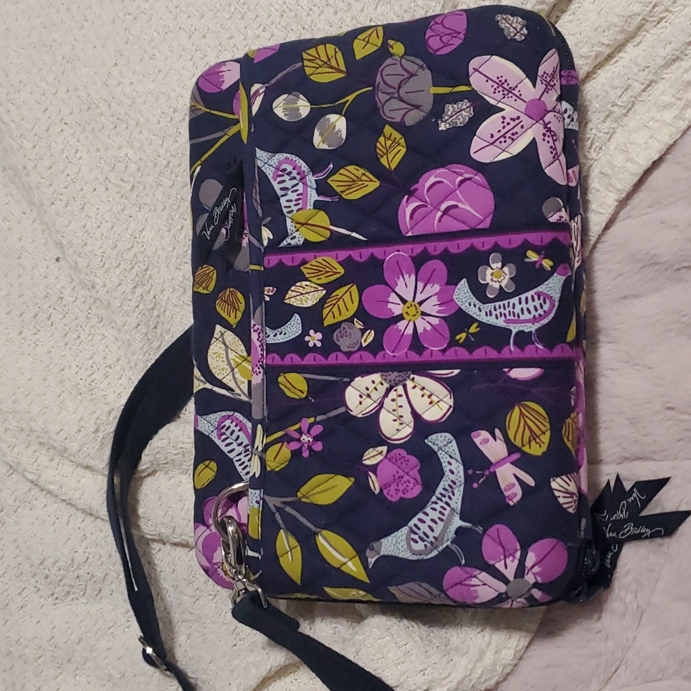 Vera Bradley, mini laptop/ipad case, blue, purple bird pattern.
